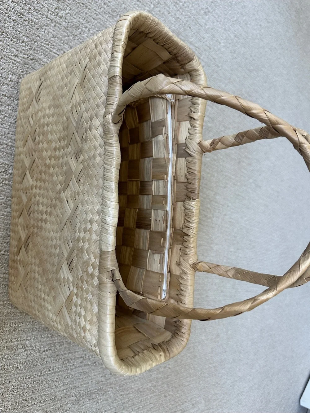 Handwoven Straw Tote Bag in Natural